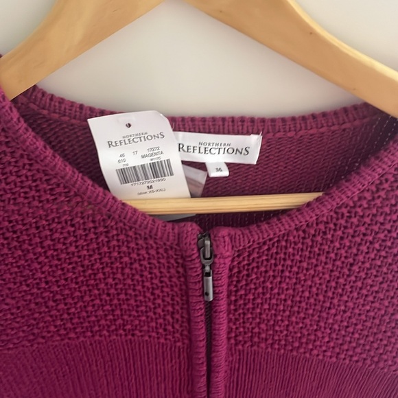Women’s Pink (Magenta) Full Zipper Knit Cardigan, size medium . - Picture 2 of 4